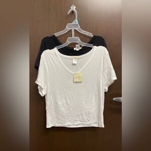 White and Black V-Neck T-shirts. BNWT